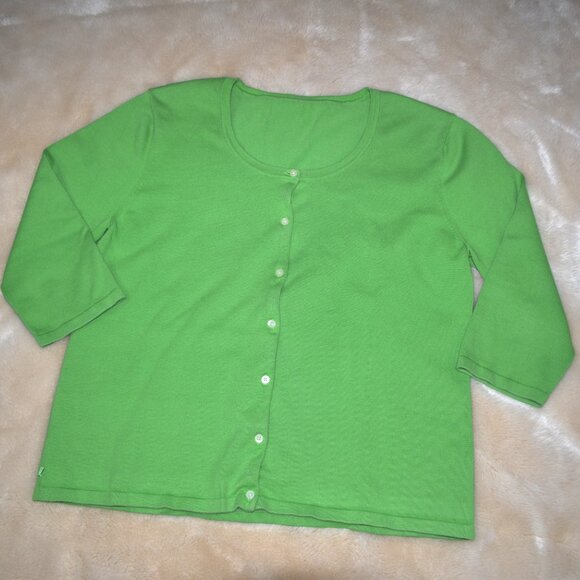 Lauren Ralph Lauren Glow Green Cardigan Sweater Size Large - Picture 3 of 8